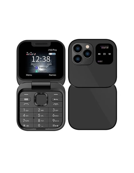 Téléphone de poche pliable 1,77" I16 PRO Double SIM Caméra Bluetooth MP4