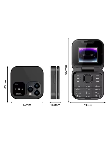 Téléphone de poche pliable 1,77" I16 PRO Double...
