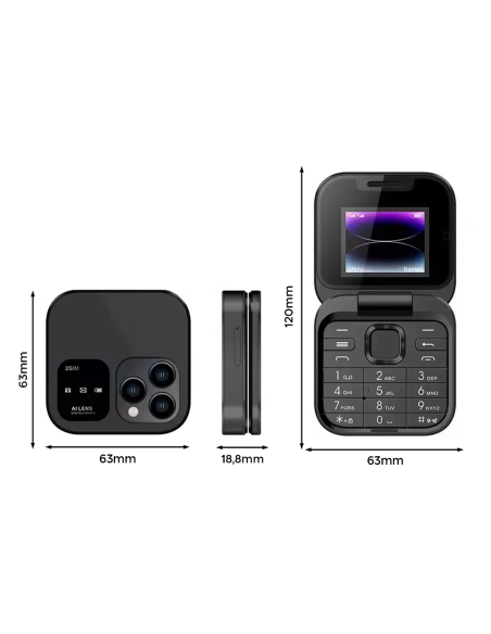 Téléphone de poche pliable 1,77" I16 PRO Double SIM Caméra Bluetooth MP4