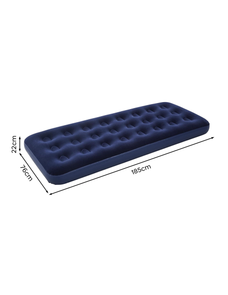Matelas gonflable individuel pour camping et maison avec effet floqué 185x76cm