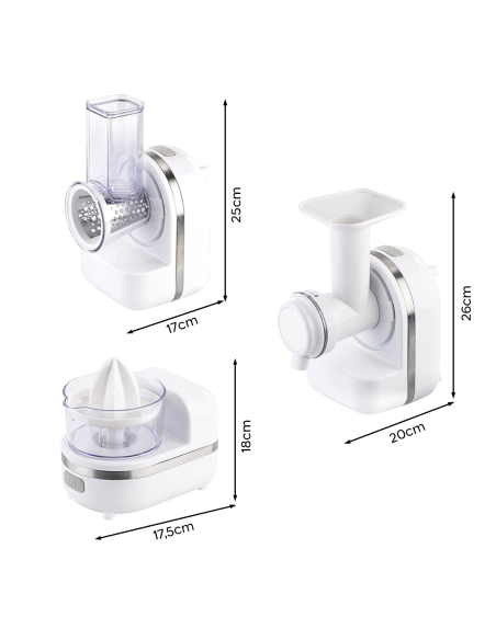 Robot de cocina multifunción 3 en 1 exprimidor rallador batidora y cortadora