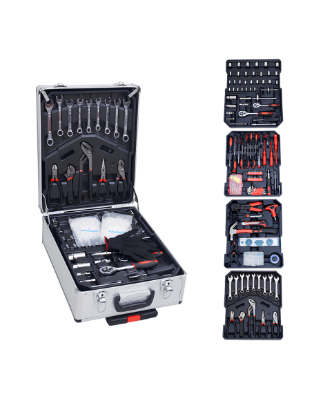 Boîte outils roulettes 849pz valise professionnelle bricolage accessoires mixtes