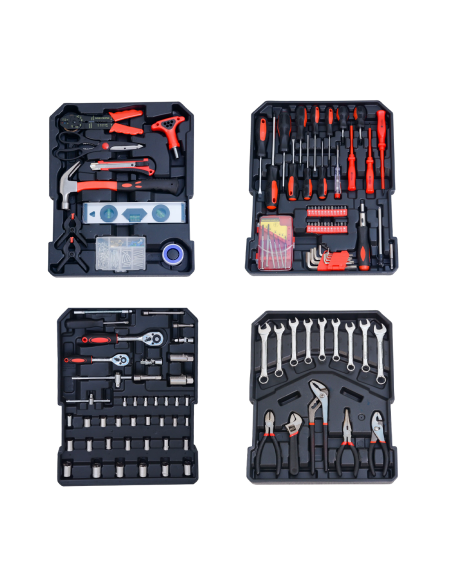 Boîte outils roulettes 849pz valise professionnelle bricolage accessoires mixtes