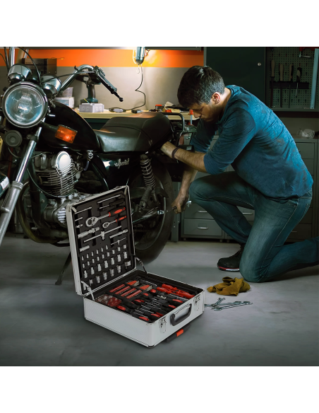 Boîte outils roulettes 849pz valise professionnelle bricolage accessoires mixtes