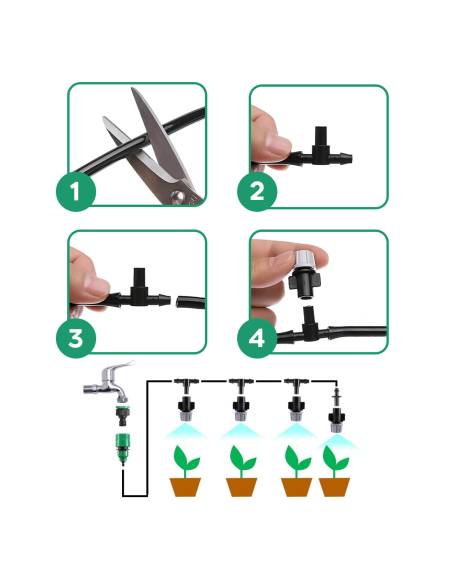 Kit de Système d'Irrigation Automatique Nébuliseur d'Eau Extérieur Câble de 10m
