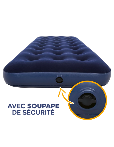 Matelas gonflable individuel pour camping et maison avec effet floqué 185x76cm