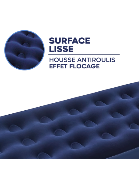Matelas gonflable individuel pour camping et maison avec effet floqué 185x76cm
