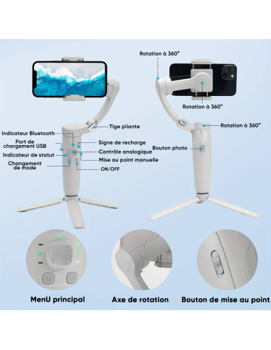 Stabilisateur de Smartphone à 3 Axes avec...
