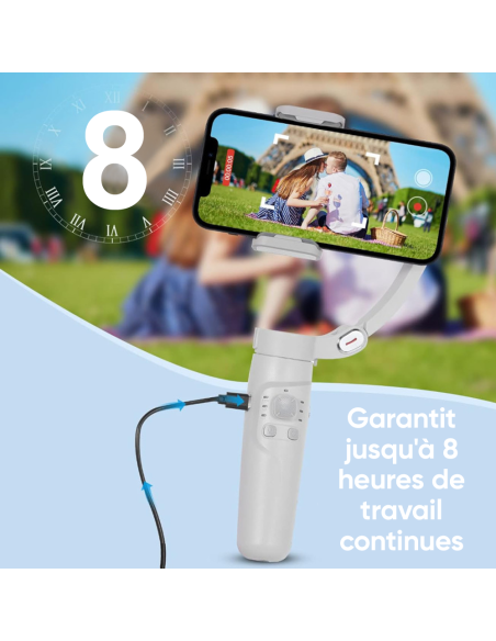 Stabilisateur de Smartphone à 3 Axes avec Trépied Pliable pour Photos et Vidéos