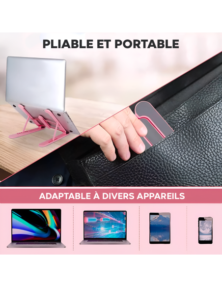 Support d'ordinateur portable pliable antidérapant inclinable à 6 niveaux