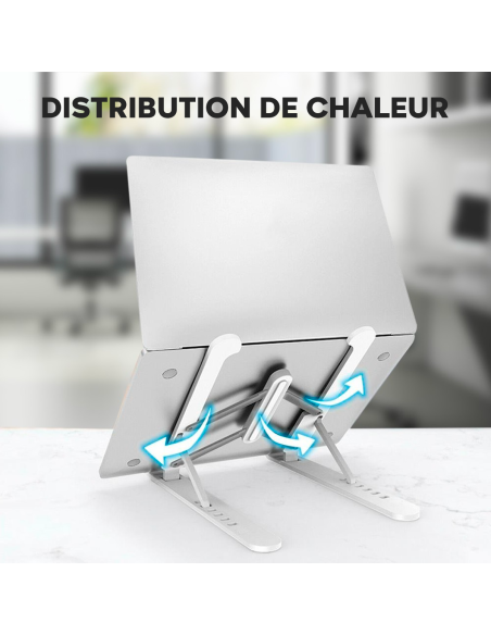 Support d'ordinateur portable pliable antidérapant inclinable à 6 niveaux