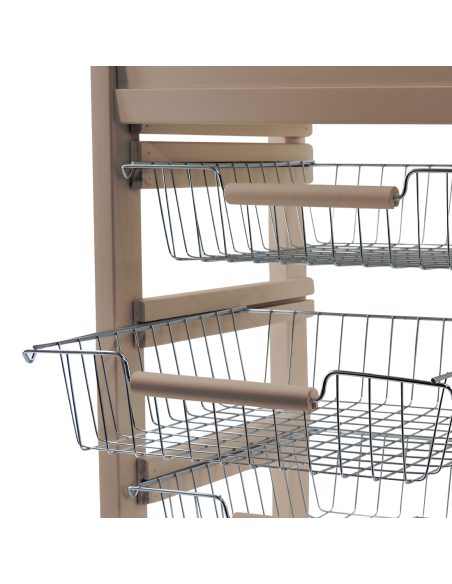 Chariot à Pain 3 Tiroirs Porte-Bouteilles avec Roues MAS250 Tortora 57x38x82cm