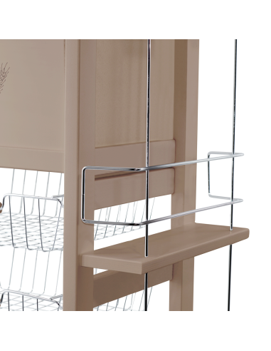 Chariot à Pain 3 Tiroirs Porte-Bouteilles avec...