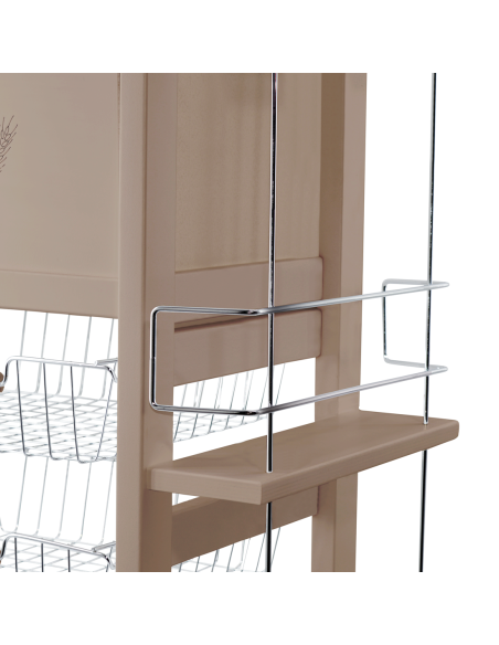 Chariot à Pain 3 Tiroirs Porte-Bouteilles avec Roues MAS250 Tortora 57x38x82cm