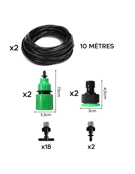 2 PZ Kit système d'arrosage automatique nébuliseur pour extérieur, câble de 10 m