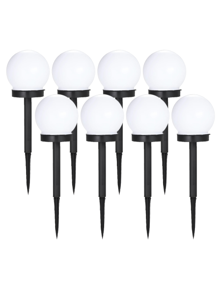 8pz Lampada Sfera Ricarica Solare 10cm Esterno Picchetto Piantabile Giardino
