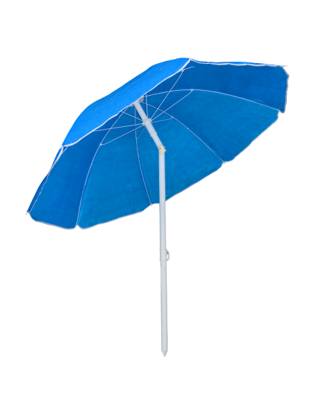 Parasol de plage inclinable antivent avec 8 baleines, mât en aluminium de 180 cm