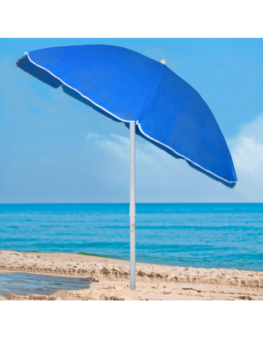 Parasol de plage inclinable antivent avec 8...