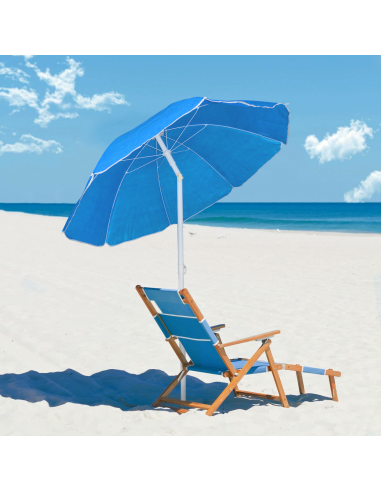 Parasol de plage inclinable antivent avec 8...