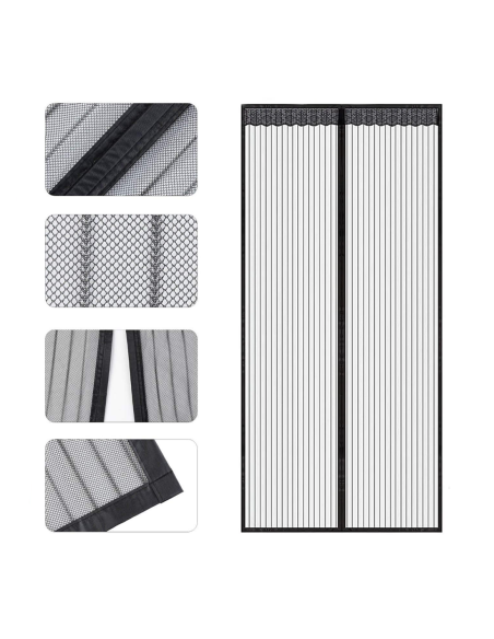 Moustiquaire Magnétique Portes Fermeture Aimant 100x210cm Rideau Anti-Moustiques