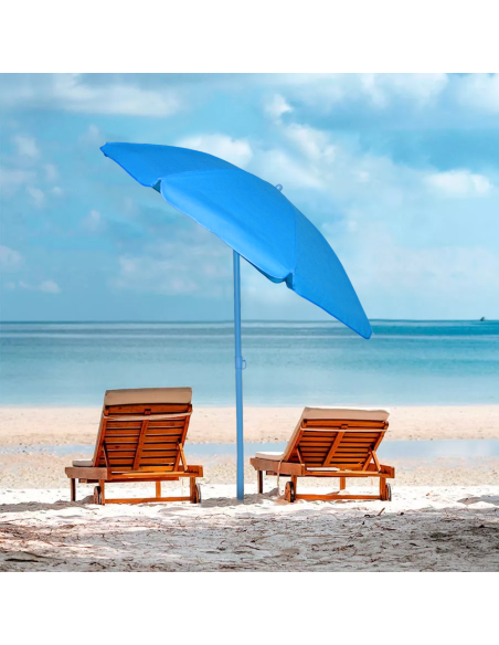 Parasol de Plage TNT Palinuro H185cm Inclinable 8 Bâtons Poteau en Aluminium