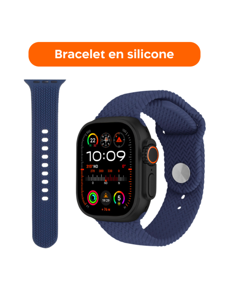Smartwatch Ultra 49mm 4 Bracelets d'appels et d'applications iOS et Android 4en1