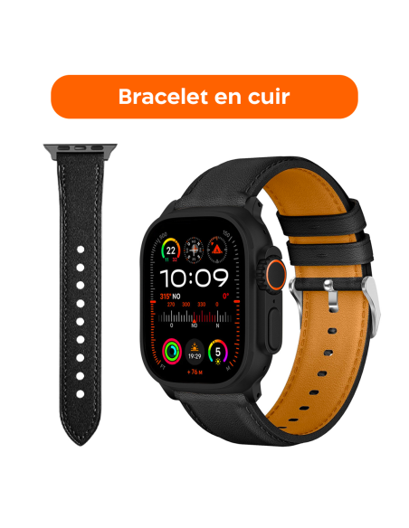 Smartwatch Ultra 49mm 4 Bracelets d'appels et d'applications iOS et Android 4en1