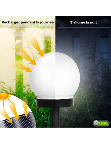 8pz Lampada Sfera Ricarica Solare 10cm Esterno...
