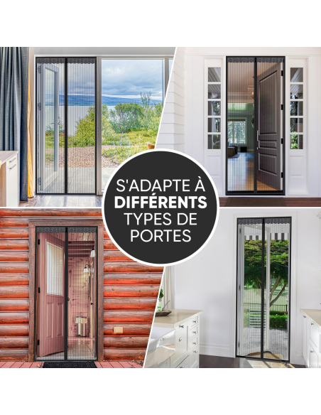 Moustiquaire Magnétique Portes Fermeture Aimant 100x210cm Rideau Anti-Moustiques