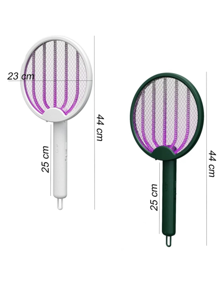 Raquette Électrique Anti-Moustiques Tue Insectes Pliable Lumière UV Rechargeable