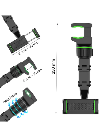 Support de smartphone pour voiture pour rétroviseur, porte-téléphone universel