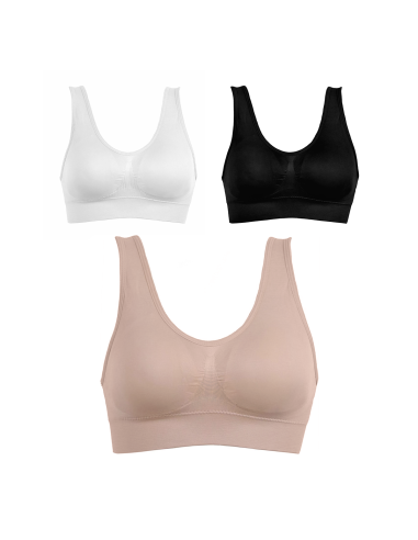 Soutien-gorge de sport Top sans armature avec épaule large respirante élastique Beige XL-XXL