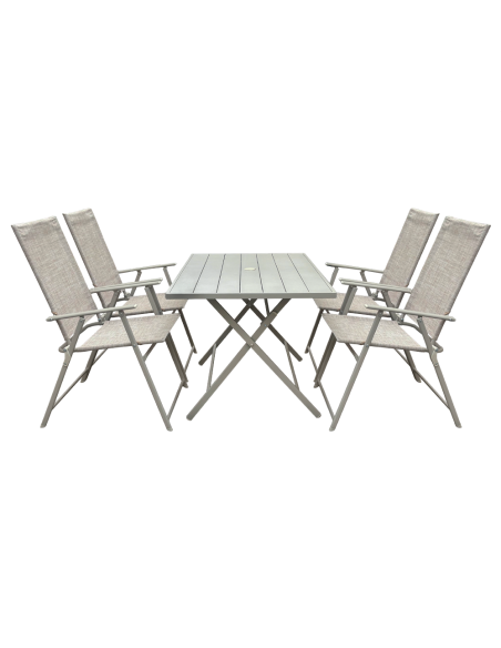 Ensemble Jardin Aluminium Table 4 Chaises en Textilène Pliantes pour Extérieur