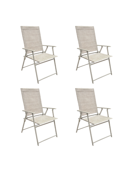 Ensemble Jardin Aluminium Table 4 Chaises en Textilène Pliantes pour Extérieur