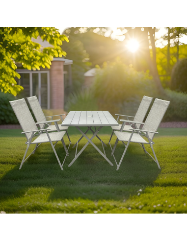 Ensemble Jardin Aluminium Table 4 Chaises en...