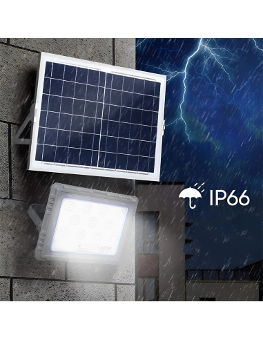 Projecteur Solaire LED 600W Panneau Solaire...