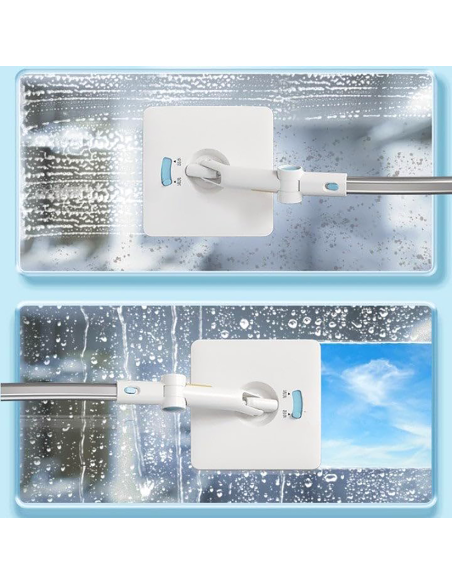 Nettoyeur vitres télescopique brosse chiffon microfibre l'intérieur l'extérieur