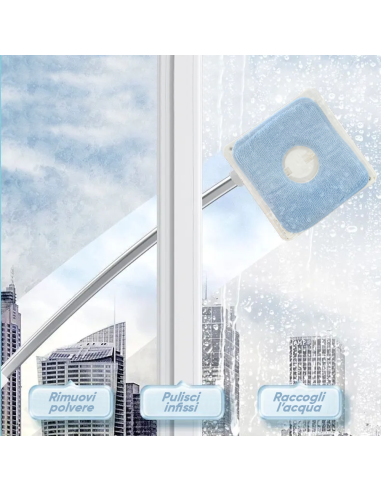 Nettoyeur vitres télescopique brosse chiffon...