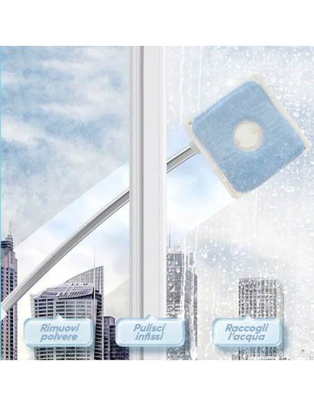 Nettoyeur vitres télescopique brosse chiffon microfibre l'intérieur l'extérieur
