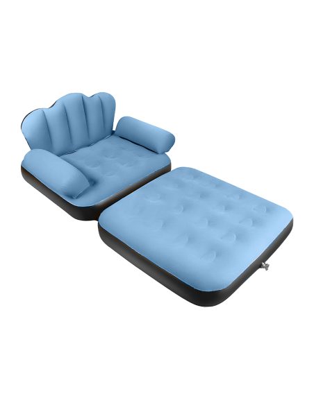 Fauteuil Gonflable avec Repose-pieds et Dossier Canapé en Tissu Velouté