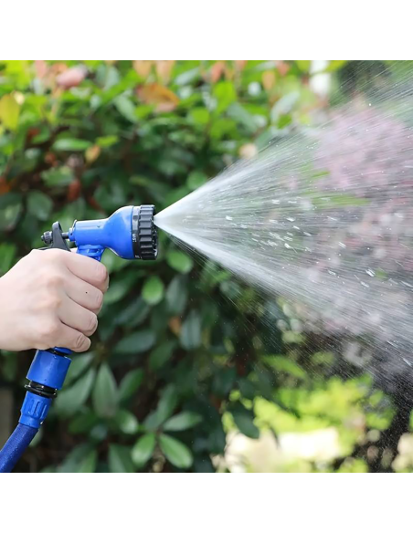 Tuyau Jardin Extensible 45m pour l'Irrigation Nettoyage avec Pistolet à 7 Jets