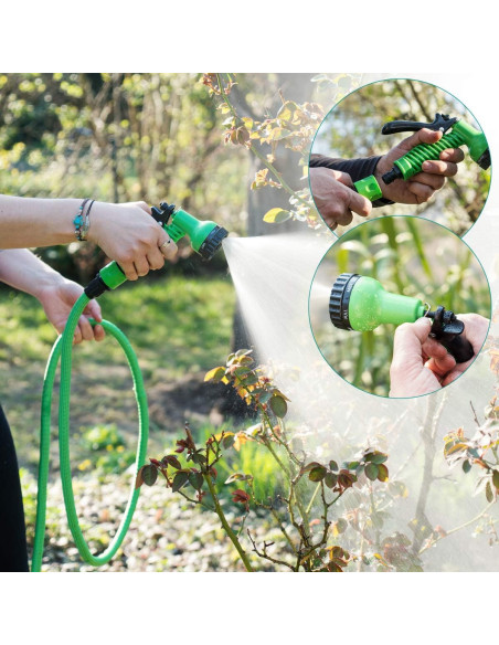 Tuyau Jardin Extensible 45m pour l'Irrigation Nettoyage avec Pistolet à 7 Jets