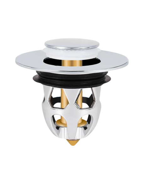 Bouchon lavabo universel système pop-up, filtre anti-blocage ABS 34-40 mm.