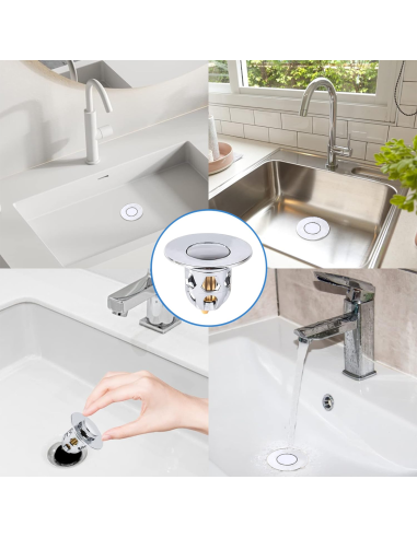 Set 4 Bouchons lavabo universel système pop-up,...