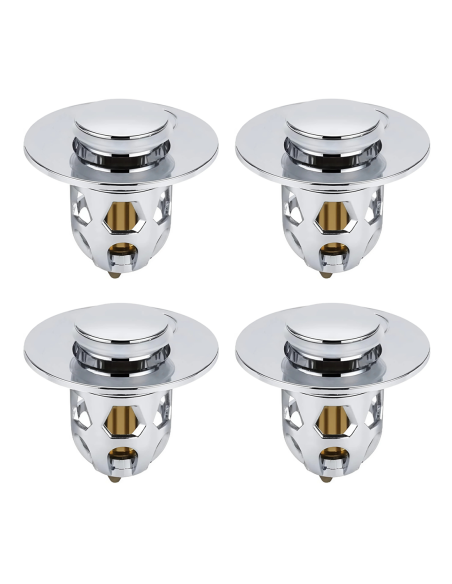 Set 4 Bouchons lavabo universel système pop-up, anti-blocage ABS 34-40 mm.