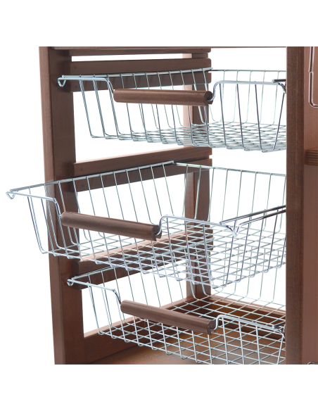 MAS017 Vesuvio Noyer Chariot 57x38x82h cm avec porte-bouteille et porte-pain