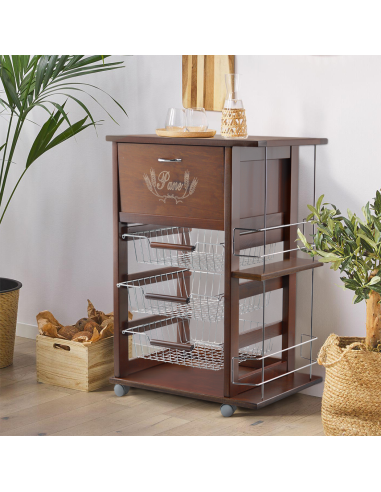 MAS017 Vesuvio Noyer Chariot 57x38x82h cm avec...