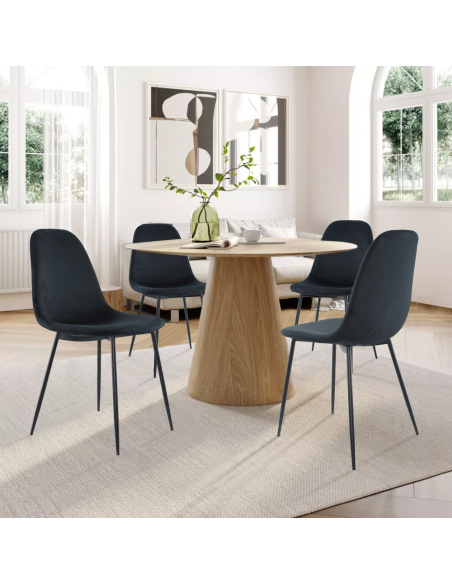 Lot de 4 chaises LOLA au design moderne en velours, structure en métal.