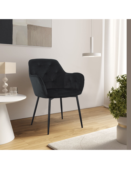 Ensemble de 2 fauteuils en velours QUEEN rétro, avec dossier rembourré.