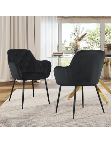 Ensemble de 2 fauteuils en velours QUEEN rétro,...